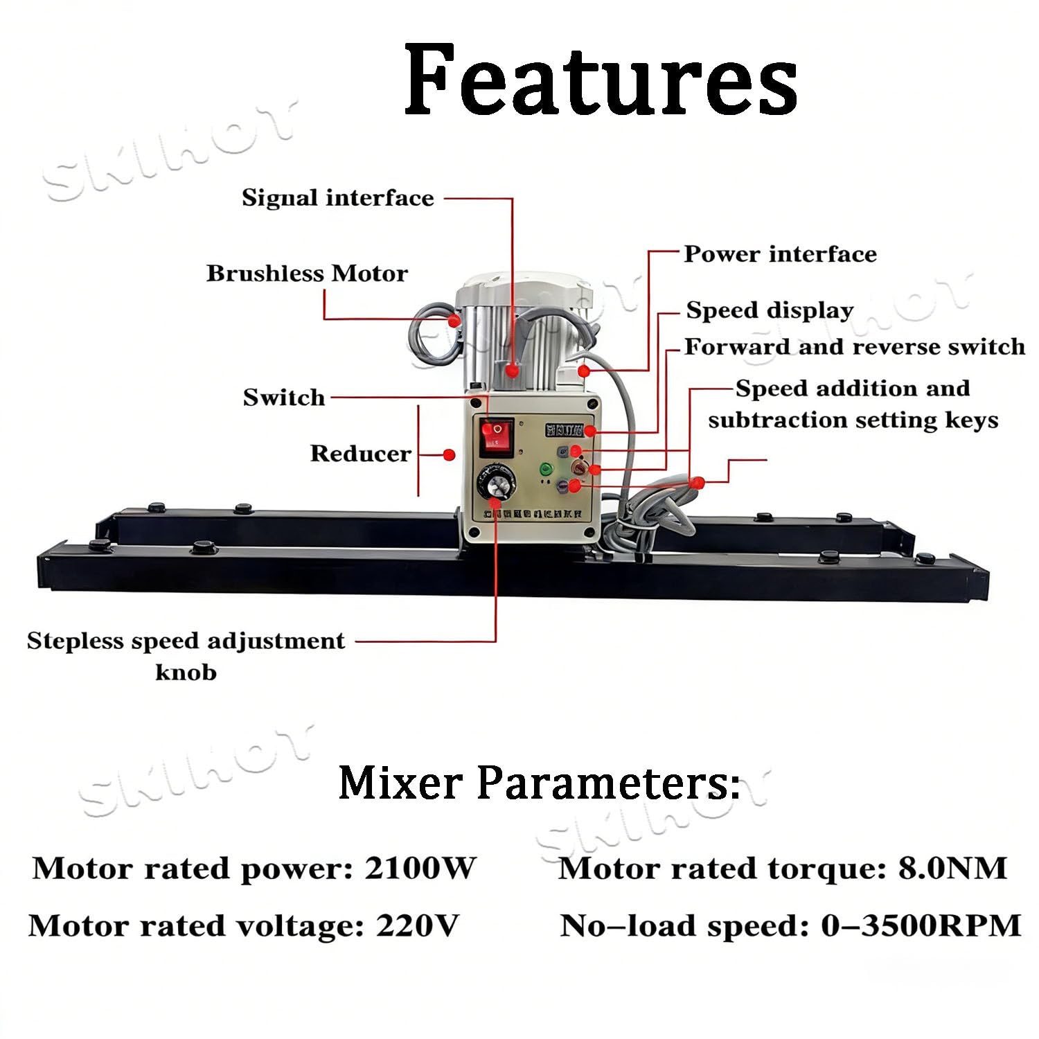 Mezclador de pintura neumático con servomotor, potencia de 3000 W, capacidad de 1.5 toneladas, soporte de colgador para soluciones de viscosidad media a alta