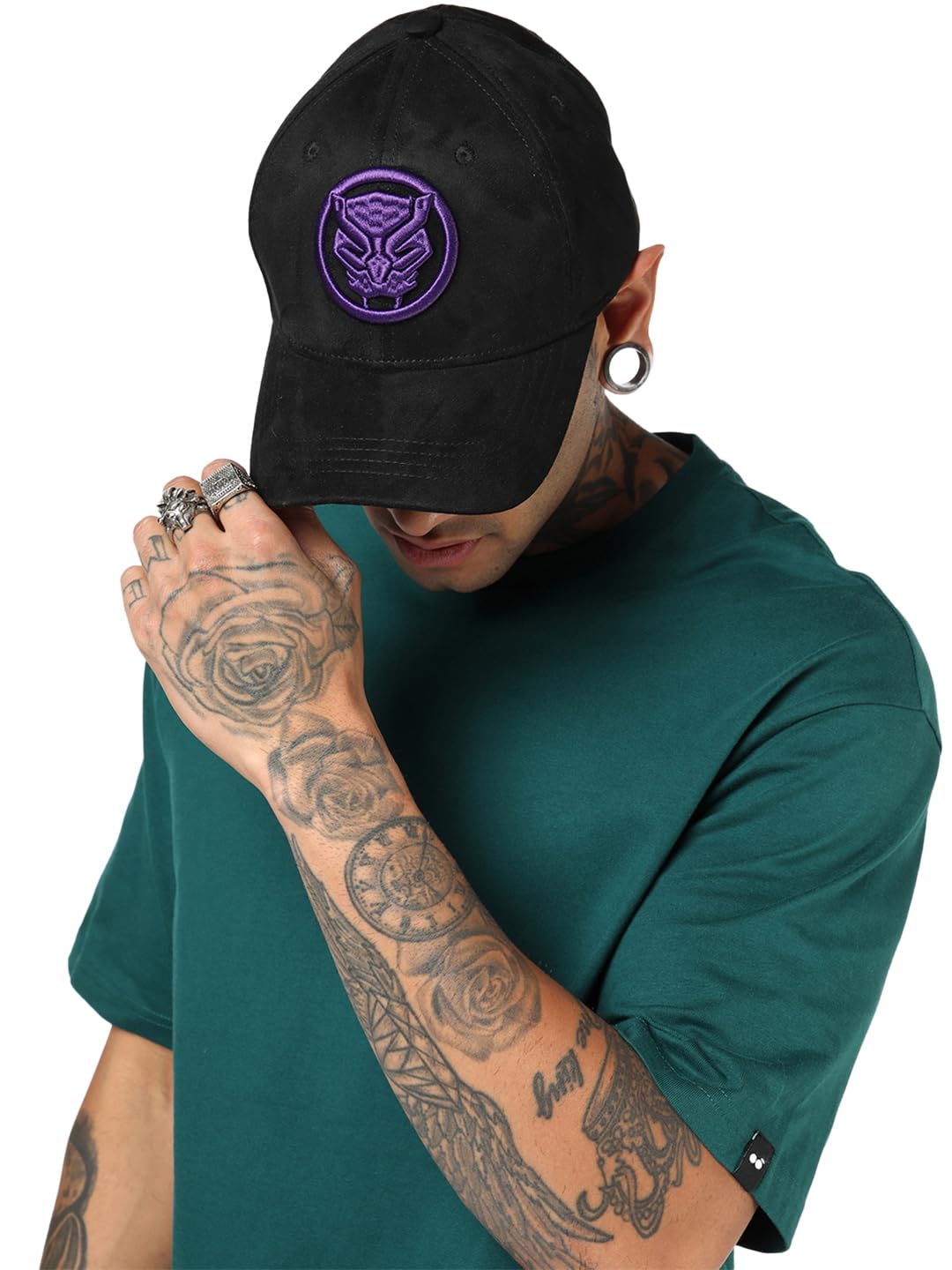 bewakoof Official Marvel Black Panther Unisex Embroidered Suede Baseball Cap-picture-27