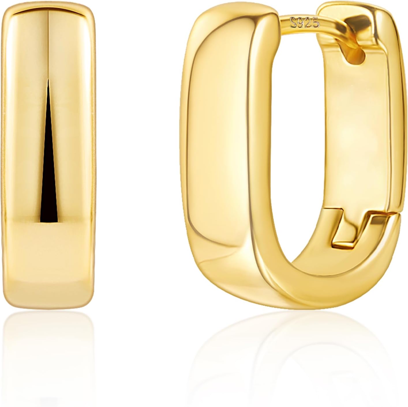Geometric Square Hoop Earrings for Women, 14K Gold Silver Small Chunky Hoop Earrings Hypoallergenic Small Thick Huggie Hoops Earring Wide Chunky Hoops Trendy Jewelry Gifts for Women Lady