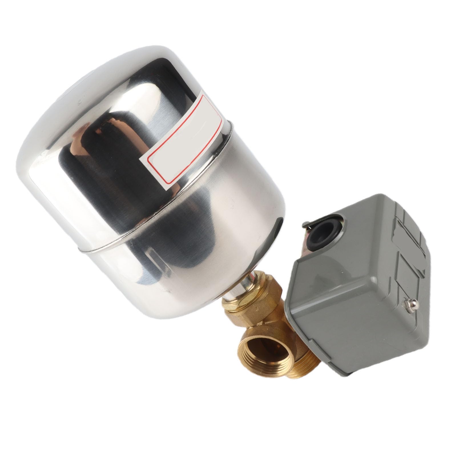 Fockety Controlador automático de la presión de la bomba de agua, kit de interruptor de presión electrónico con tanque de presión de acero inoxidable, válvula de retención de cobre