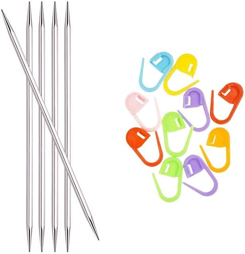 Miniatura 1 de Knitter's Pride Nova Cubics Platina - Agujas de tejer DPN de doble punta de 6 pulgadas (juego de 5) tamaño 1.5 (0.098in) paquete con 10 marcadores