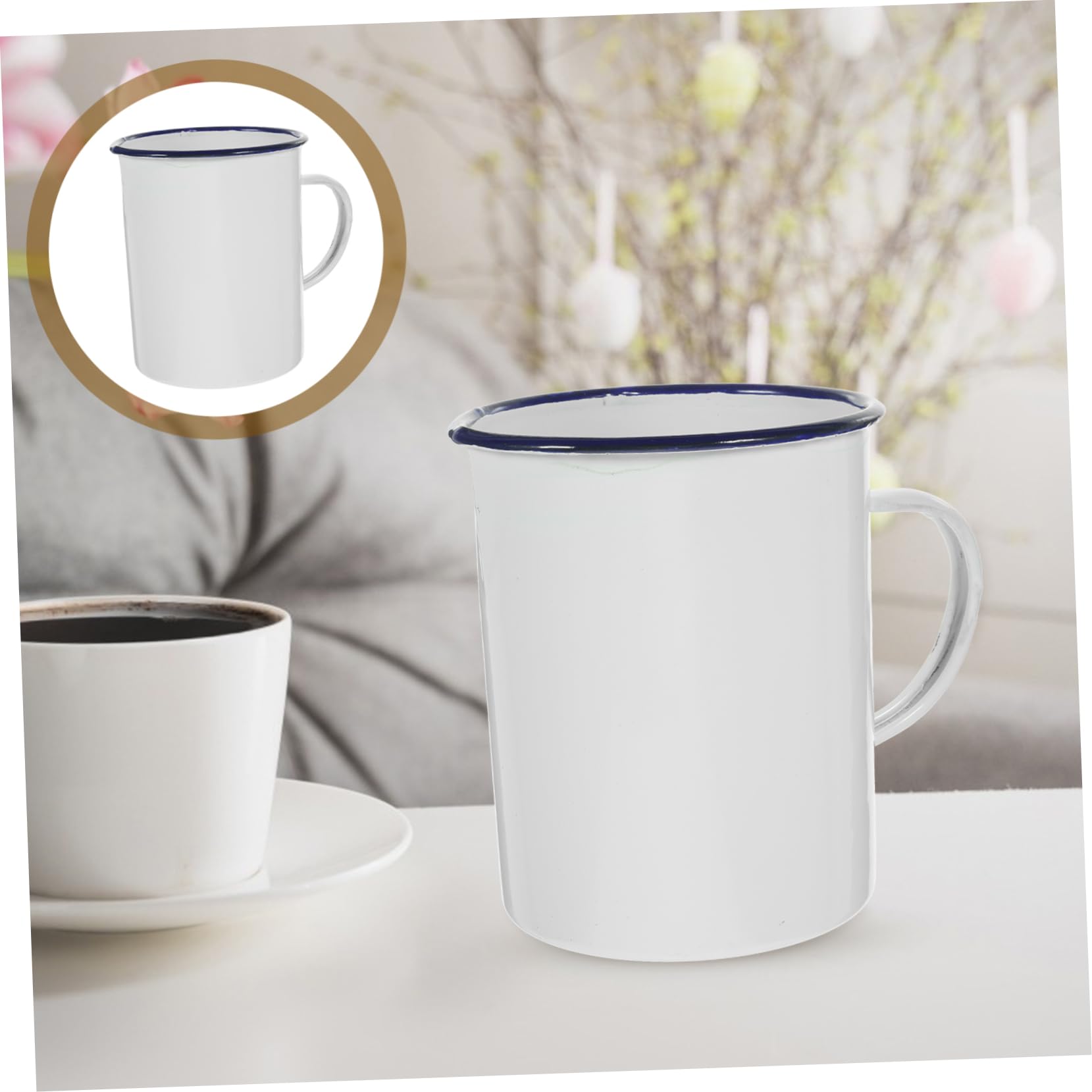 2 Stück Emaille-messbecher Wasserbecher Tragbare Tassen Trinken Kleine Tassen Tragbarer Tasse Outdoor-camping-becher Im Freien Camping Emaille Weiß