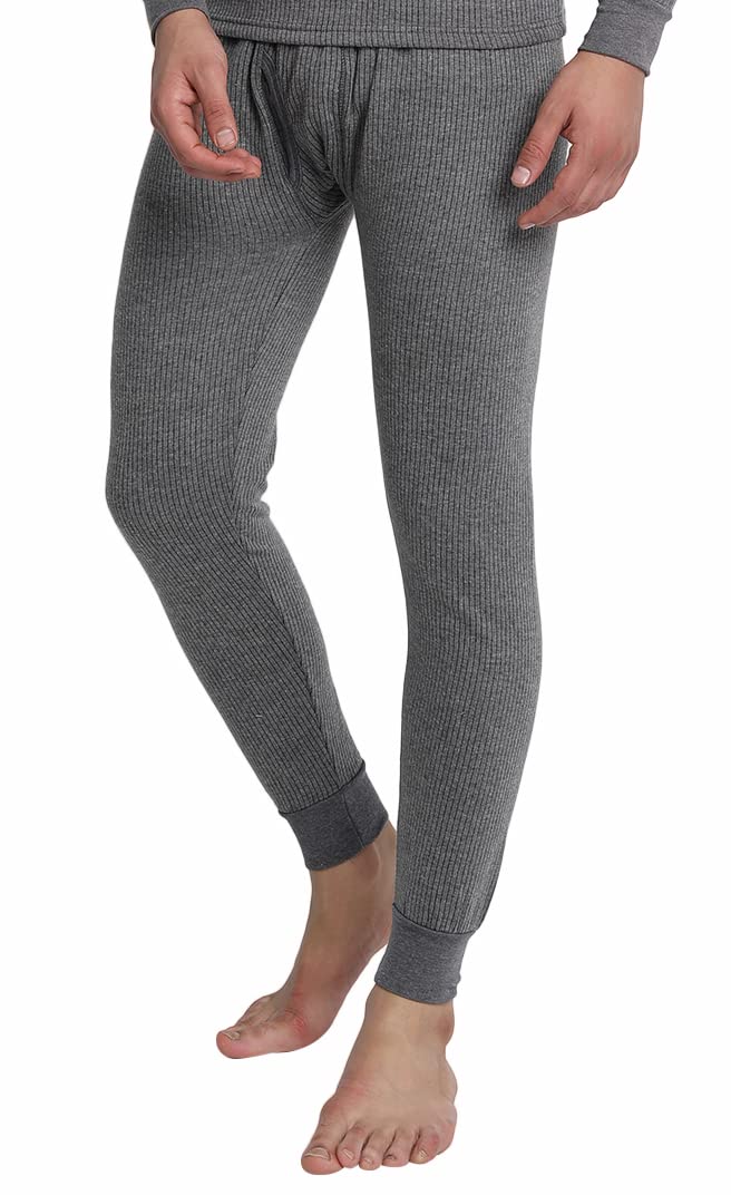 Men Soft Cotton Fleese Thermal Pyjama Grey XXL-image-16