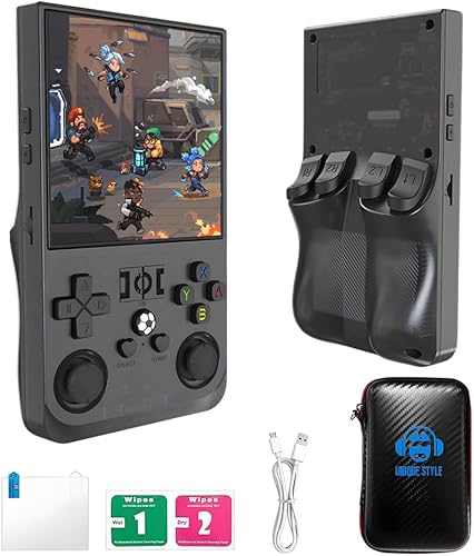 Consola de juegos retro R36MAX Consola de juegos portátil con 64 GB de juegos precargados, función de guardadocarga, pantalla HD IPS de 4.0