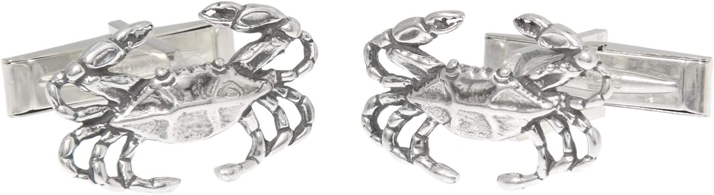 Sterling Silver New Orleans Blue Crab Cuff Links Cufflinks