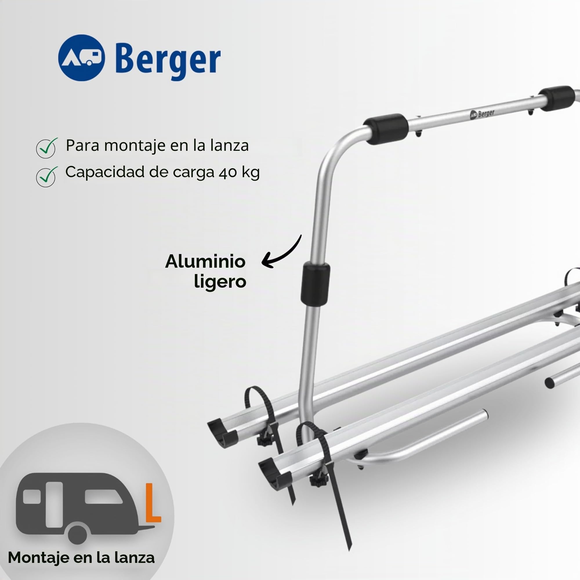 BERGER Portabicicletas para Coche Super XL, Portabicicletas Caravana, Enganche para Remolque, Soporte Trasero para 2 Bicicletas, Bicicleta eléctrica, Bicicleta de montaña, Plegable, Aluminio