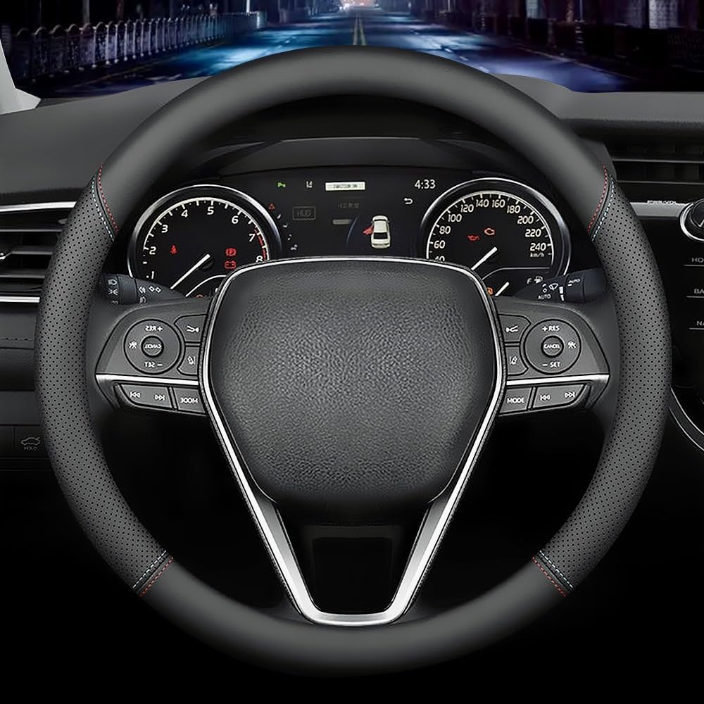 YDSTNiu Steering Wheel Cover for Skoda Fabia Schrägheck 3 (III) NJ Facelift I 2018-2021, Leather Steering Wheel Protector Car Interior Accessory Anti Slip Durable