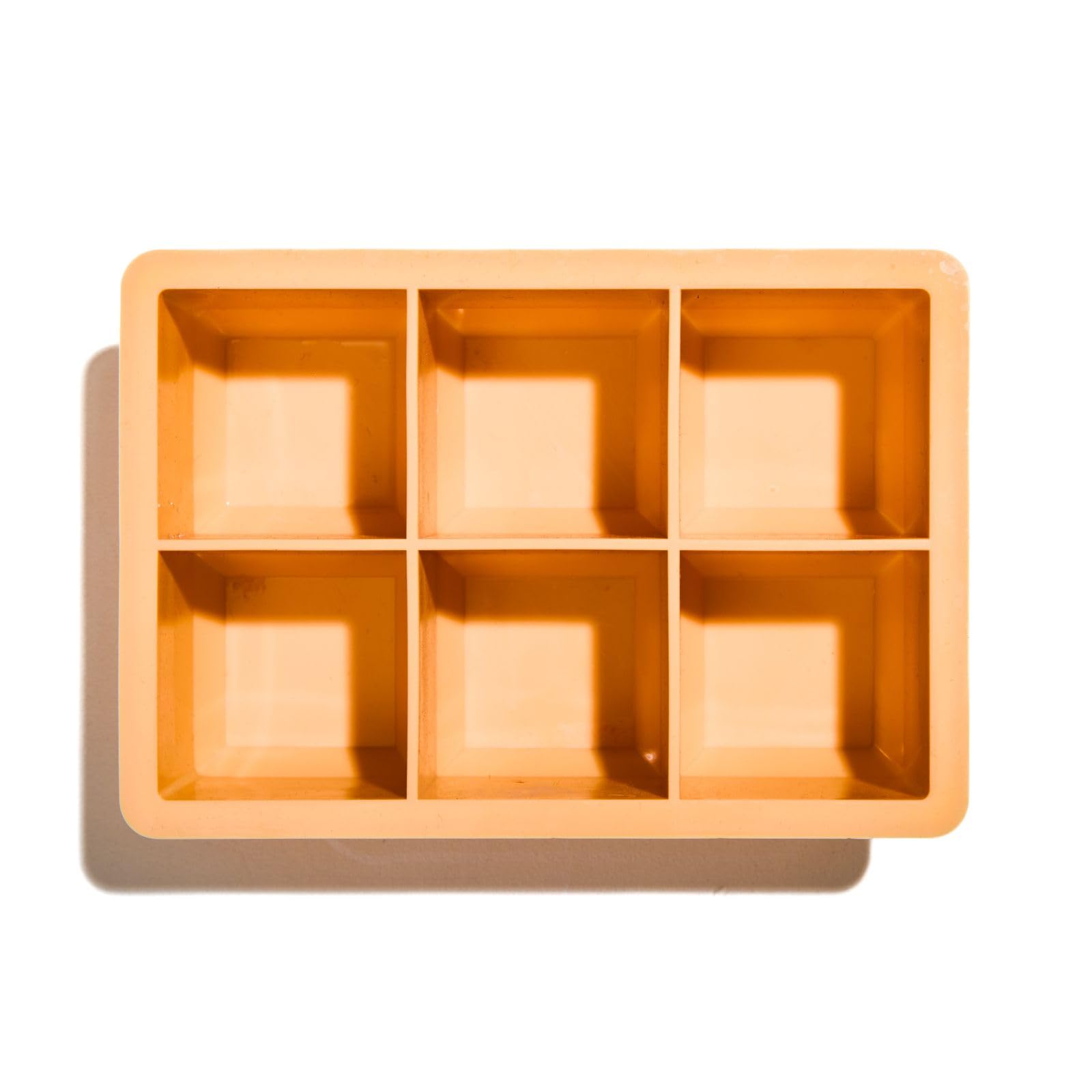 Muitomas XL Silicone Ice Molds for 6 Cocktails Cubes, Slim and Easy to Clean with Removable and Durable Lid, Peach Fuzz