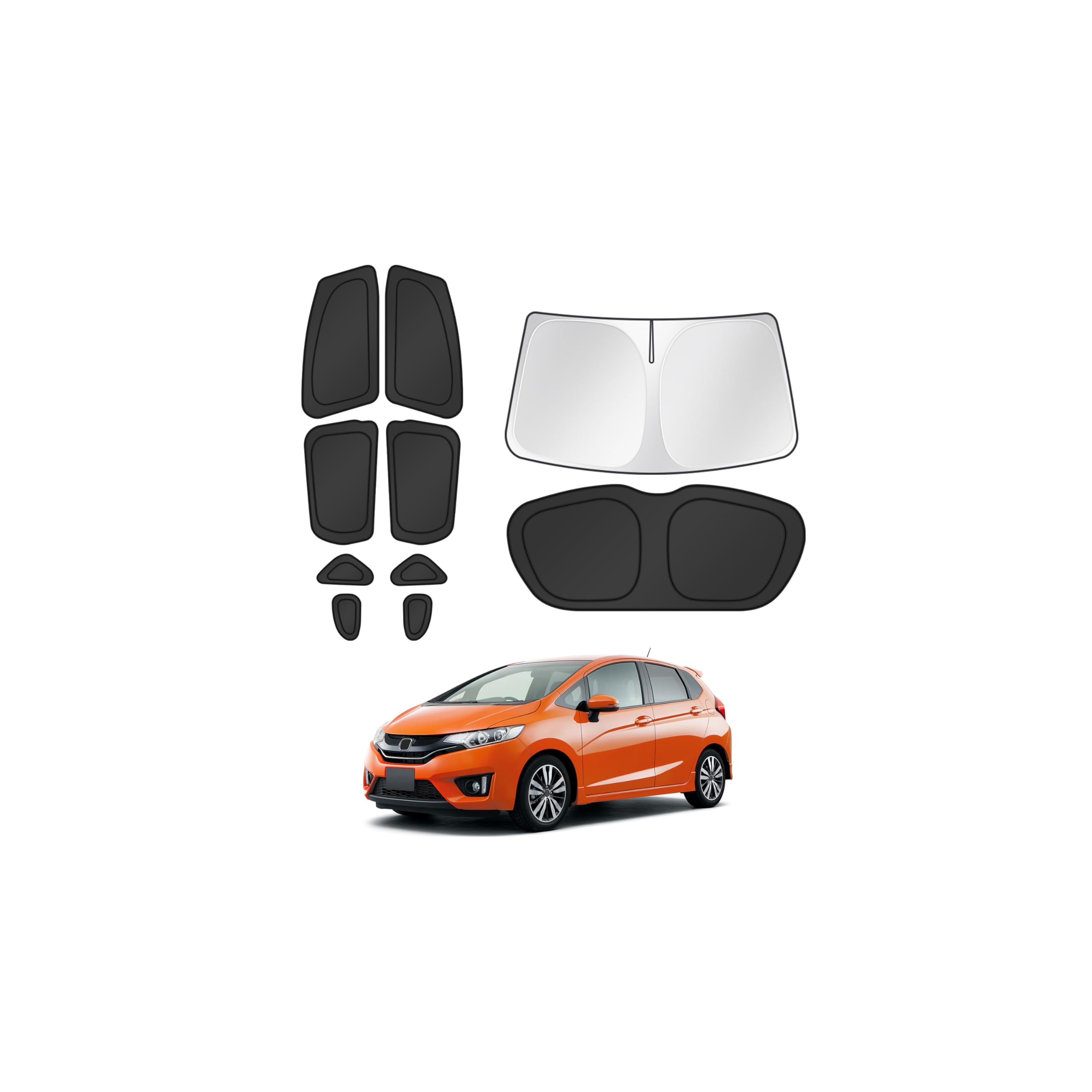 Canvcle Window Shades for 2015-2020 Honda Fit Accessories Windshield Sun Shade Side Rear Window Covers Sunshade Sun Visor Shield Privacy Protection for Camping Keep Vehicle Cool Black 10PCS