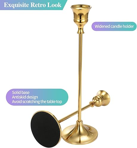 Miniatura 4 de Juego de 6 portavelas cónicos dorados decorativos para decoración del hogar, boda, comedor, fiesta, aniversario