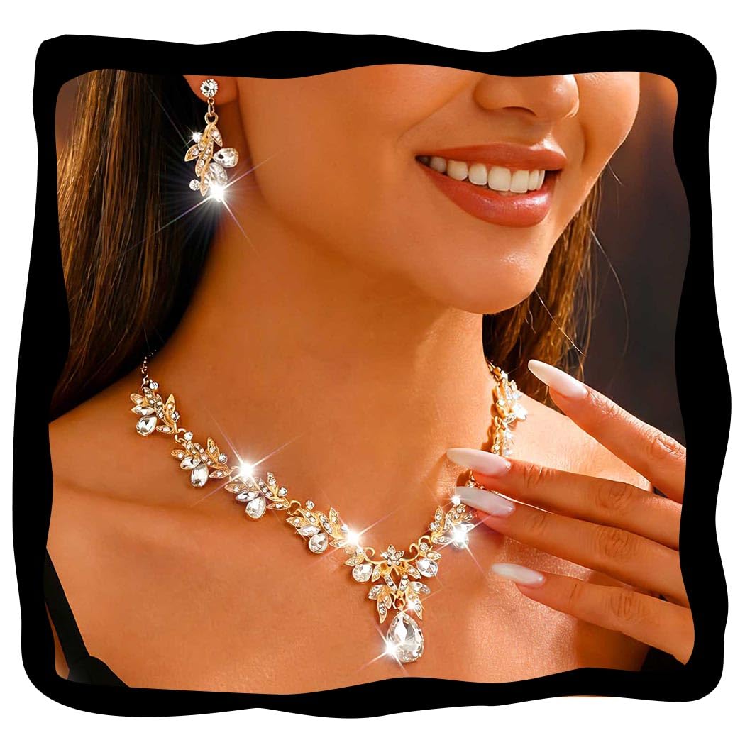 Fashband Silberne Braut-Halskette mit Quasten und Ohrringen,
