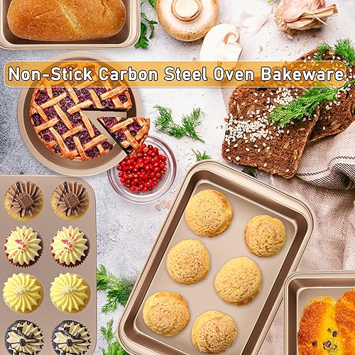 mobzio mo-HKBS-0016 5-Pc Nonstick Bakeware Set, Champagne Gold