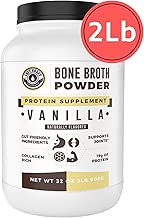 Bone Broth Protein Powder, Vanilla, Grass Fed, 2 lbs / 42 Servings (Large 32 oz Size) Low Carb, Keto Friendly, Rich in Collagen, Non-GMO, Hormone Free by Left Coast Performance - coolthings.us