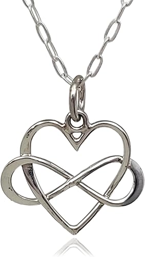 Sterling Silver Infinity Heart Charm Necklace, 18"