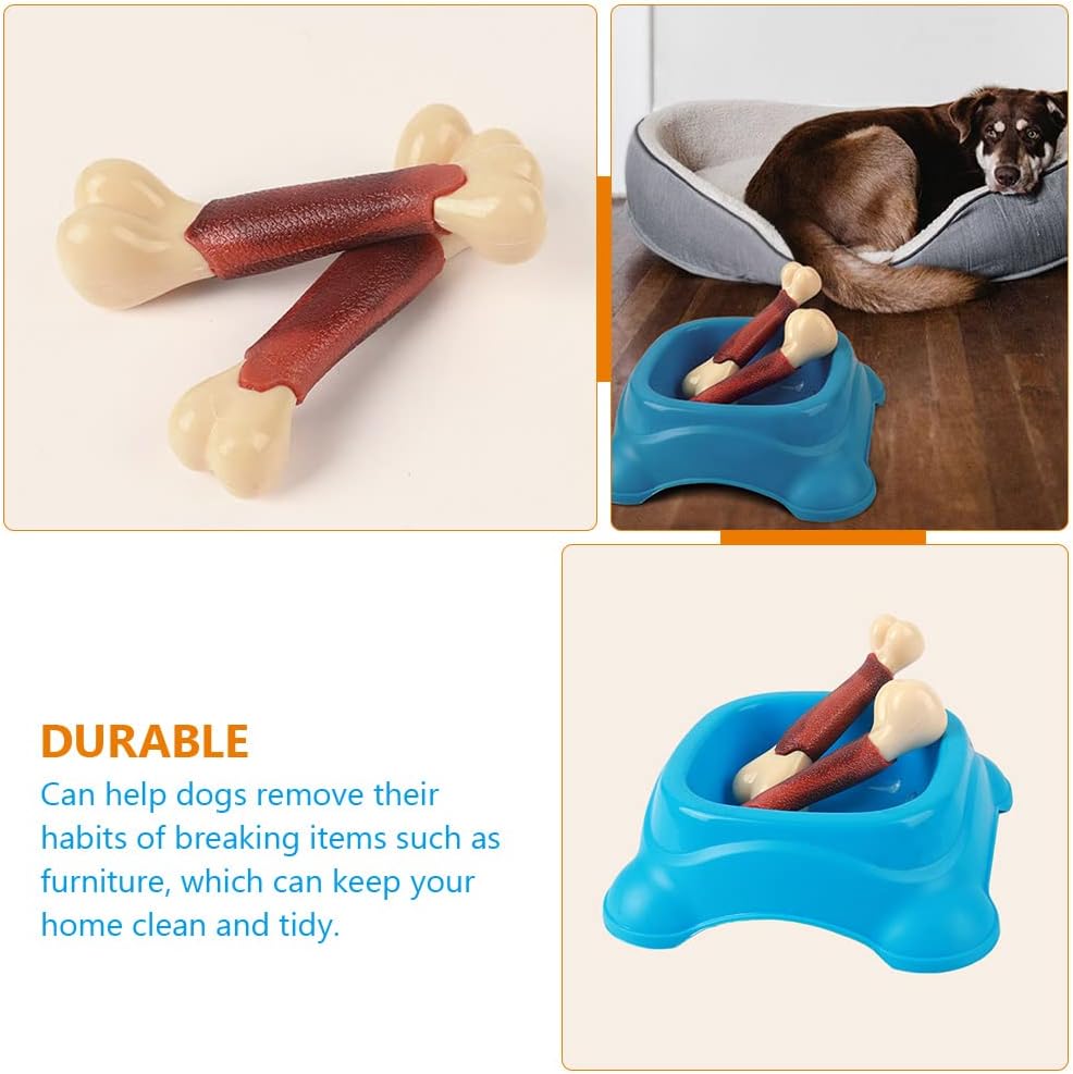 POPETPOP Dog Interactive Toy Chewing Bone Toy for Medium Small Dogs Durable Pet Dog Teething for Teeth Cleaning and Chewing 4.72 Inch TPR Material Plaything for Home Use