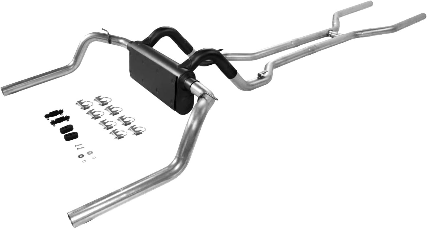 Flowmaster 17104 American Thunder Crossmember-Back Exhaust Kit 2.5 Inch Aluminized Steel Compatible with 1967-1974 Chevy Camaro, Pontiac Firebird and 1968-1974 Chevy Nova with V8 engine