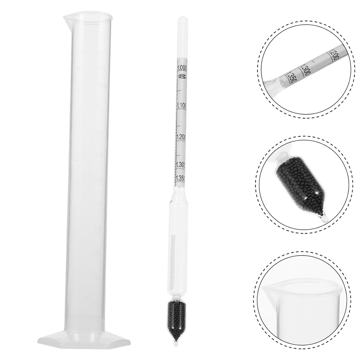 Accurate Density Measurement Alcohol Hydrometer Graduated Cylinder Measuring Cup for Home Supplies