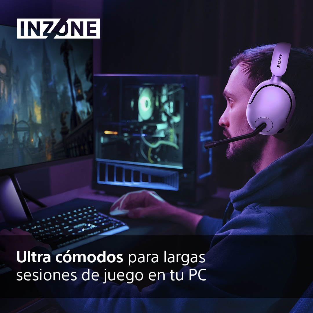 Sony INZONE H5, Auriculares inalámbricos para Gaming, Compatible con PC y PS5, 360 Spatial Sound para Gaming, cómoda sujeción, 28 Horas de autonomía, Baja latencia y micrófono con IA