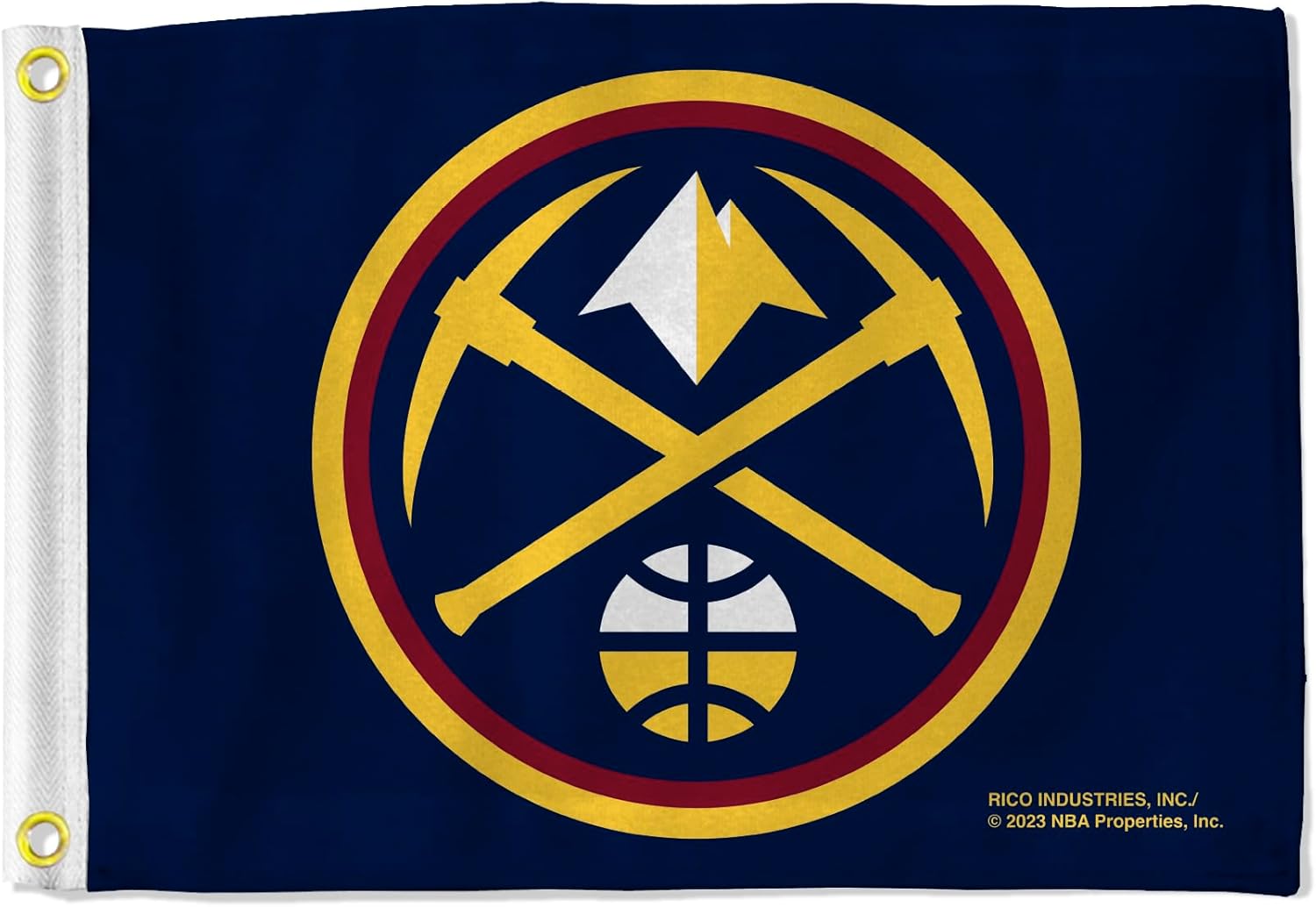 Rico Industries NBA Basketball Denver Nuggets Utility Flag - Double Sided - Great for Boat/Golf Cart/Home ect., 12 X 0.15 X 18