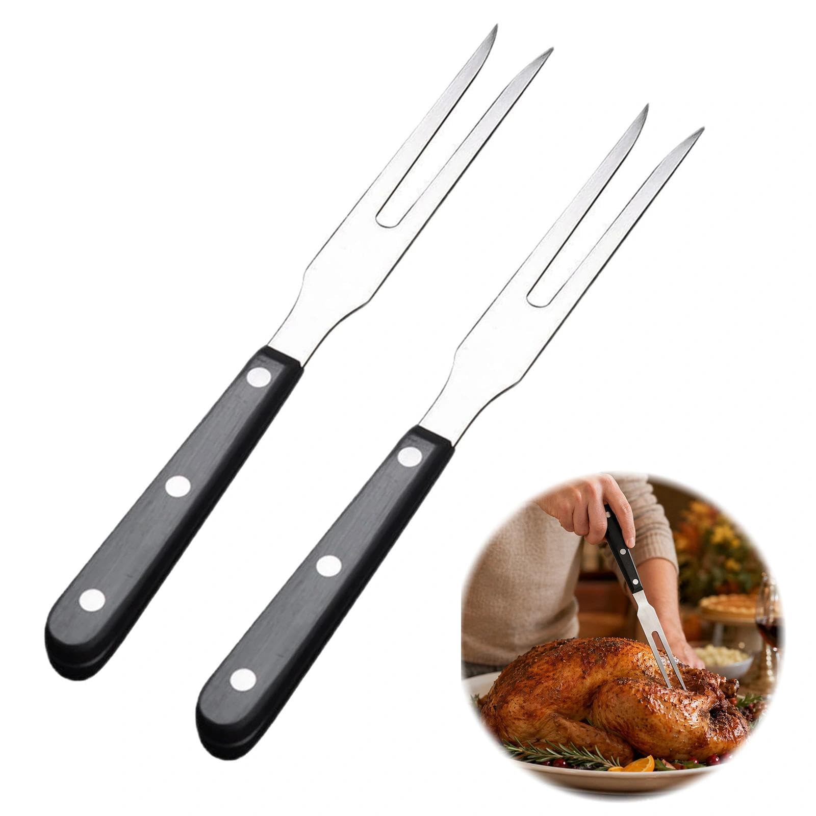 2Pcs Carving Fork - Anti-Scald Handle Meat Fork, 270mm Heavy Duty Carving Forks for Meat BBQ Turkey Roast Dinner Kitchen Cooking Meats Forks Carvings