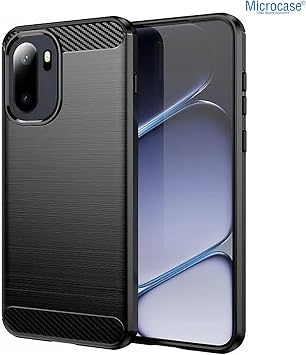 Microcase Oneplus 15R ile Uyumlu Brushed Carbon Fiber Silikon Kılıf - Siyah AL3332
