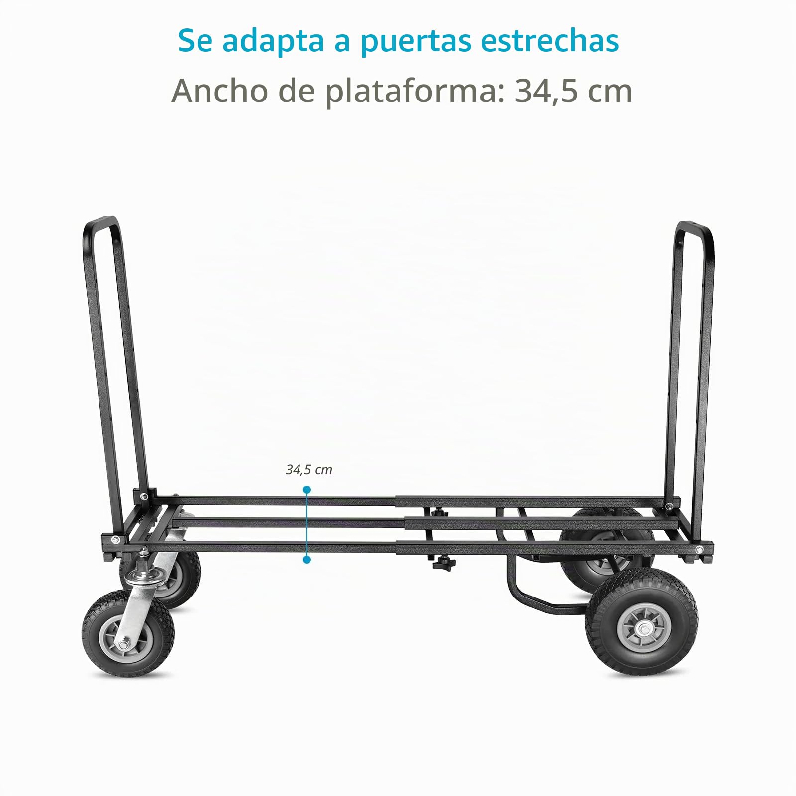 Carro utilitario Plegable PROAIM Vanguard UC5, Extensible 32-53", 200 kg | Carro de acero con 8 configuraciones, ruedas delanteras giratorias de 8", traseras de 10", frenos y asa plegable