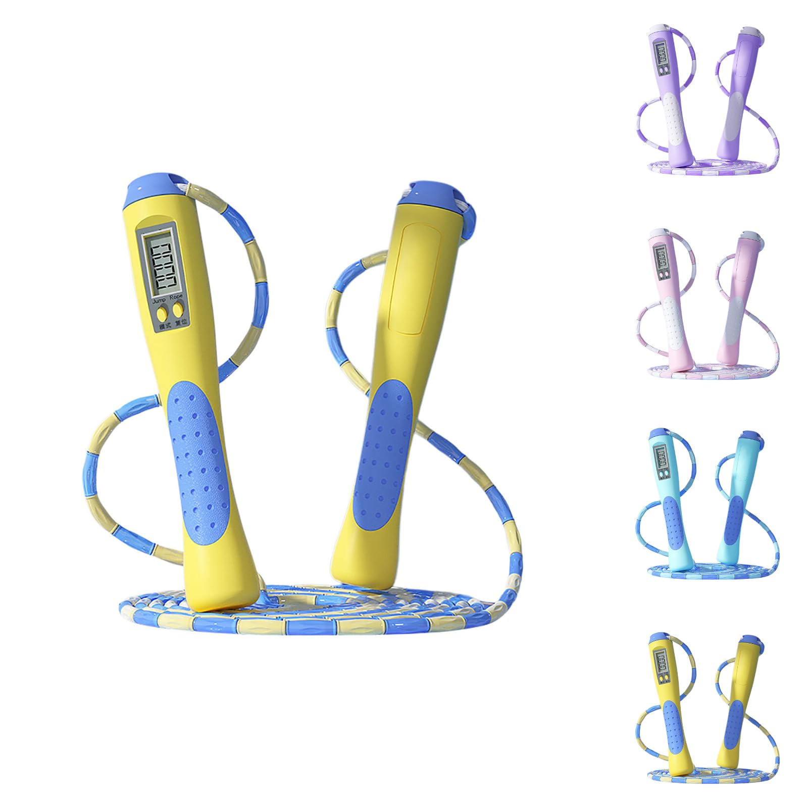 Adjustable Skipping Rope with Counter LED Display Ropeless Indoor Use Weighted Handles Anti-Slip Grip Calorie Counter Durable Smart Jump Rope for Adults Women Men Kids Home Crossfit Boxing Workouts