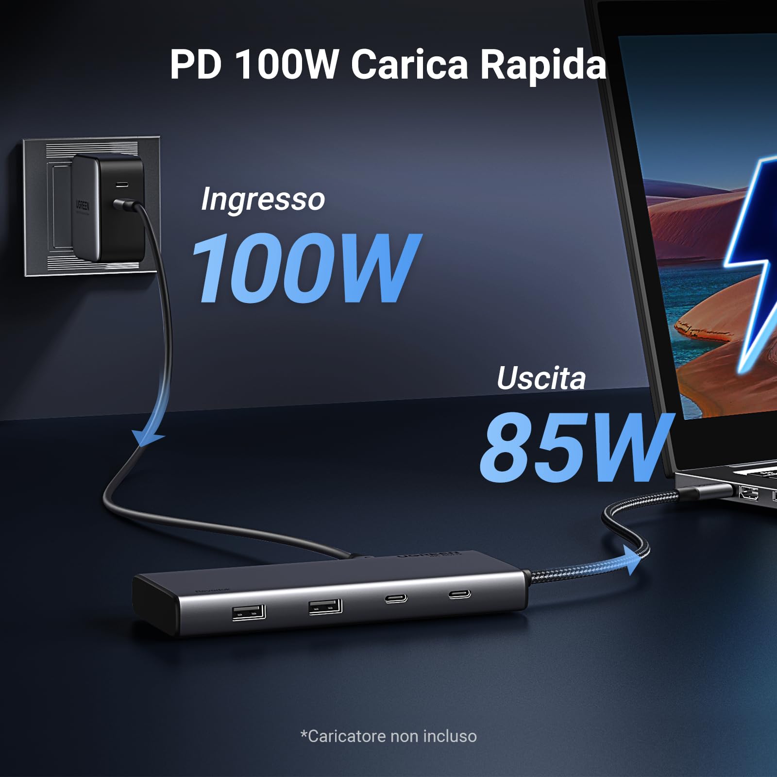 UGREEN Revodok Pro 308 Hub USB C 8 in 1 Docking Station Triplo Display | 2 HDMI, 1 DisplayPort, 4K60Hz, 10Gbps, Porte Dati Multiple 2A2C, PD 100W Ricarica, Compatibile con MacBook Pro Air Surface