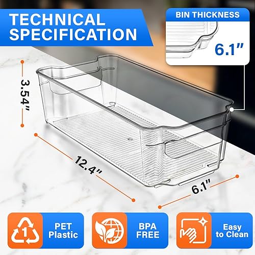 Miniatura 2 de Lifemaster Organizadores de despensa y contenedores de almacenamiento Contenedores transparentes apilables para cocina y congelador, organizador de