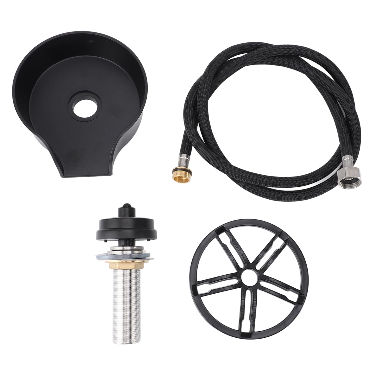 TOPINCN Enjuague automático de vidrio, lavabos para fregadero de cocina, acero inoxidable, limpiador de tazas, accesorio de enjuague para fregadero de cocina (manguera negra tipo 9/16 de EE. UU.)