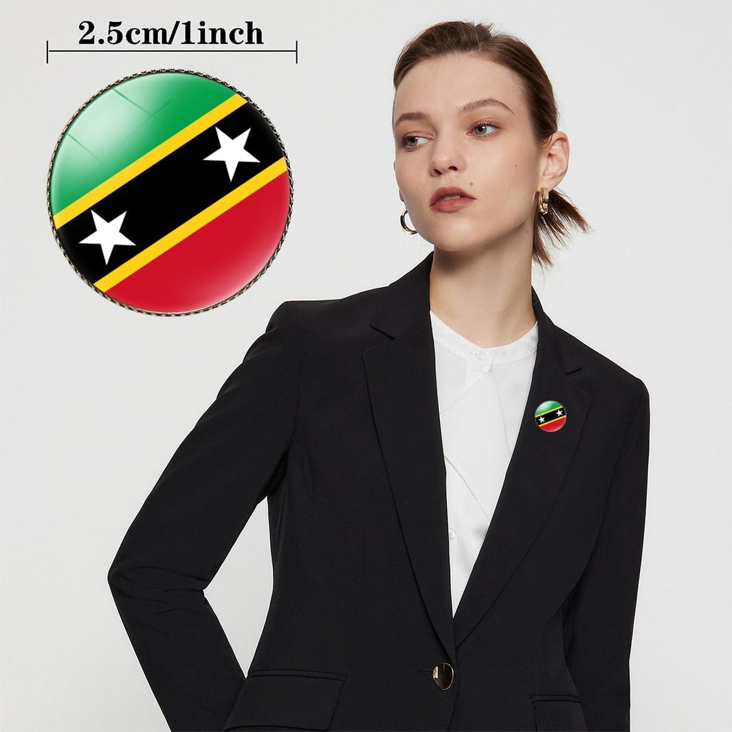 4 Pcs St. Kitts and Nevis Flag Pin Round 1 Inch, Lapel Pins Souvenir Badge for Hat Clothes Backpack ,Saint Kitts and Nevis Flag Brooch Accessories Party Favors,Patriotic Pin Accessories for Men/Women - Image 2