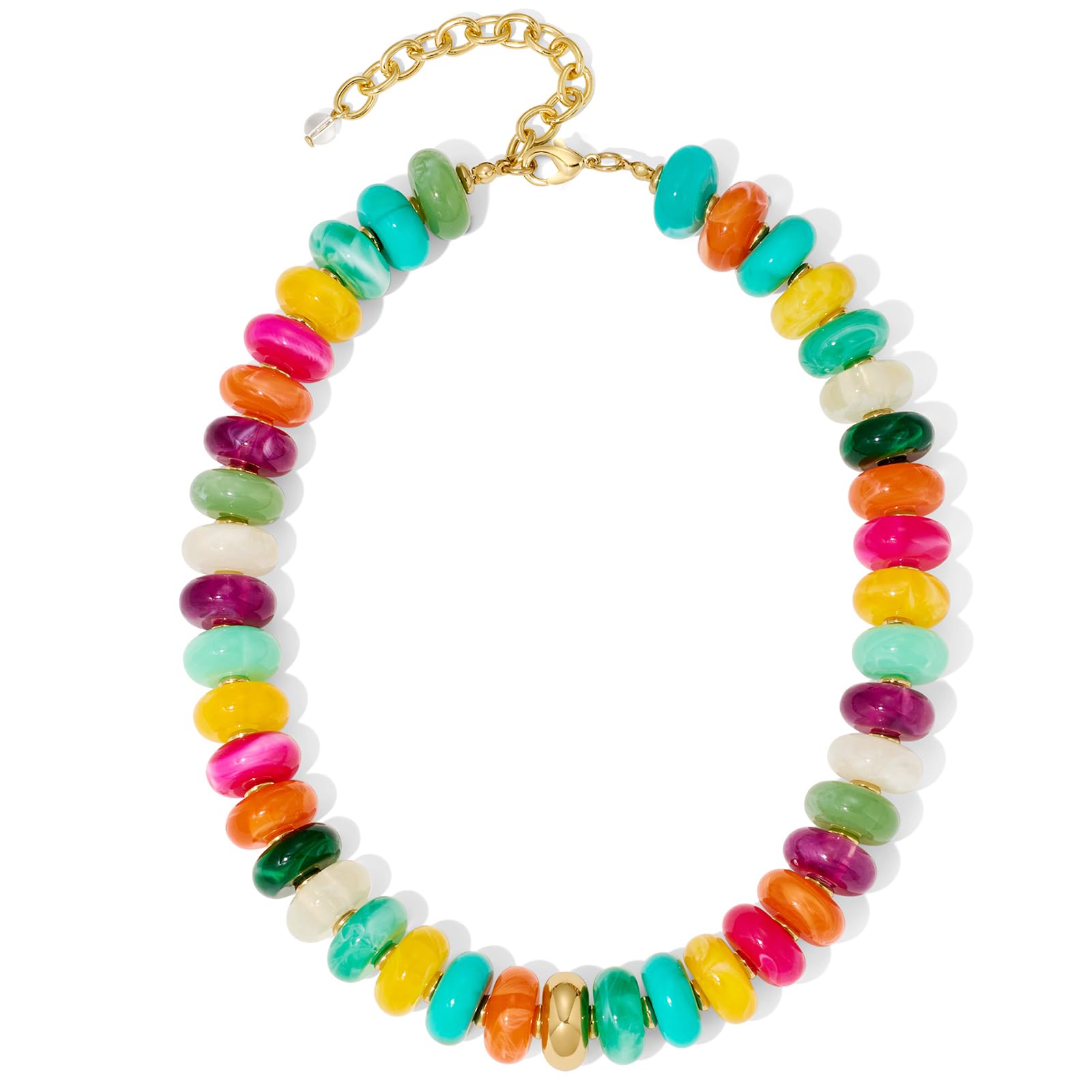 FAUTHENTICUTE Mothers Day Gifts Chunky Beaded Choker Necklace for Women Statement Necklace with Gold Accent Adjustable Beach Summer Jewelry Trendy Boho Necklaces in Multiple Colors y2k Jewelry — view 12