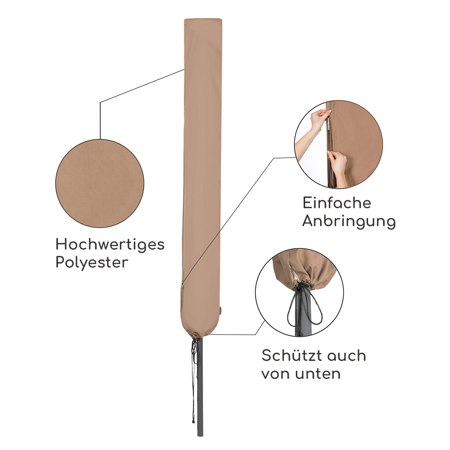Copertura Per Ombrellone Impermeabile E Anti-UV - Universal Fit Fino A 300cm - Protezione Totale Per Tutte Le Stagioni - Foto 4