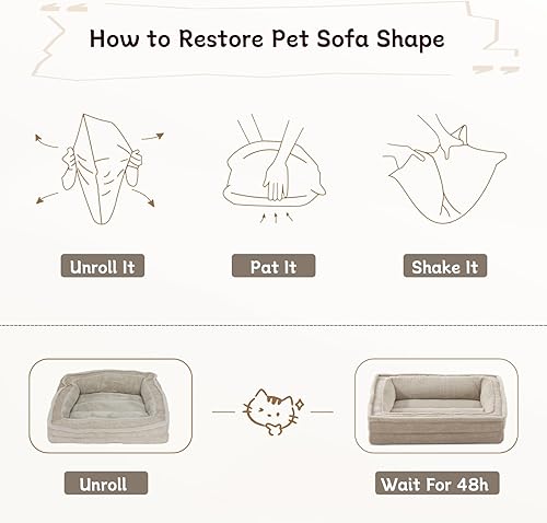 Miniatura 7 de Sofá para gatos para mascotas, camas lavables para gatos de interior, sofá cama de apoyo para perros de felpa súper suave para cachorros y gatitos