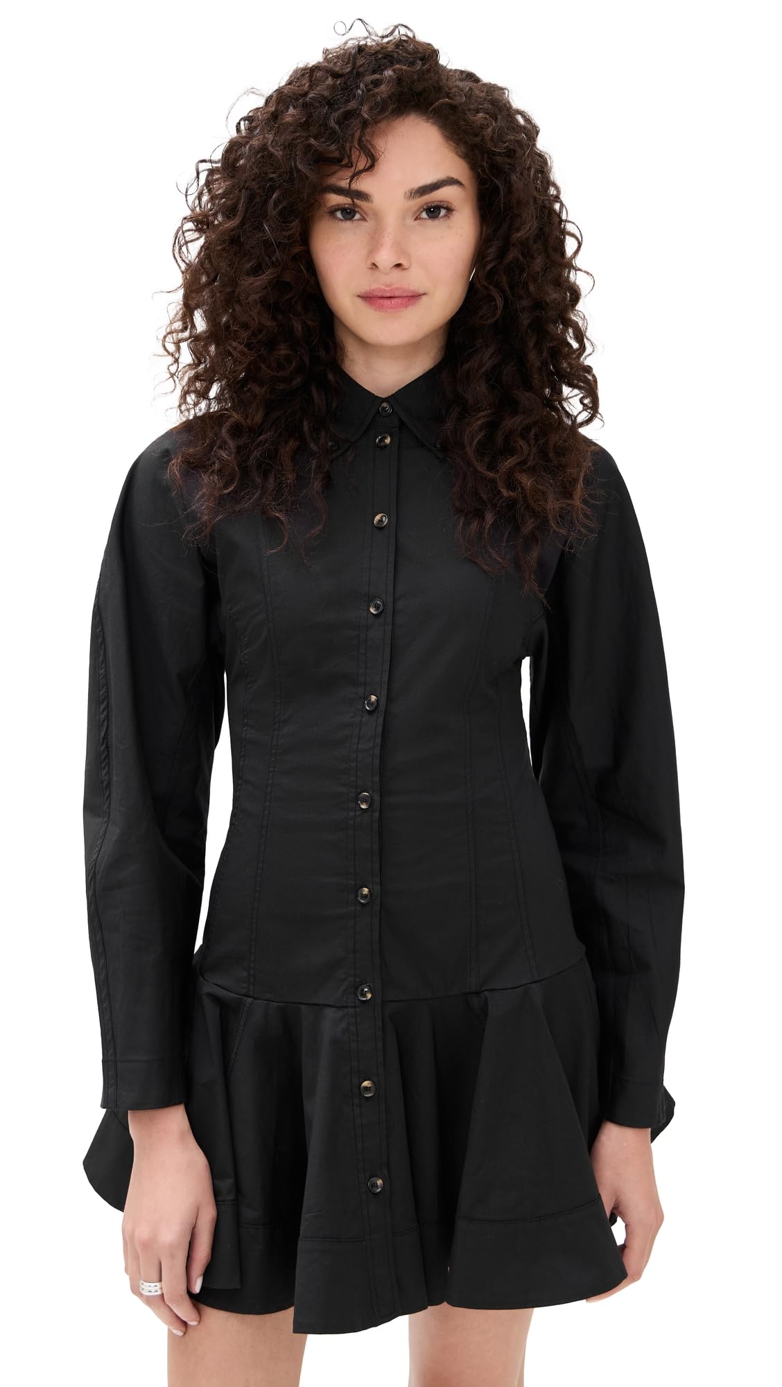 Ganni Womens Stretch Cotton Buttoned Mini Dress
