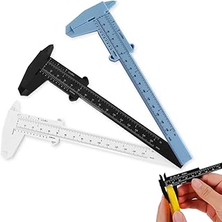 Paquete de 3 calibradores Vernier de plástico de 150 mm para joyería, estudiantes, oficina, hogar (blanco, azul, negro)