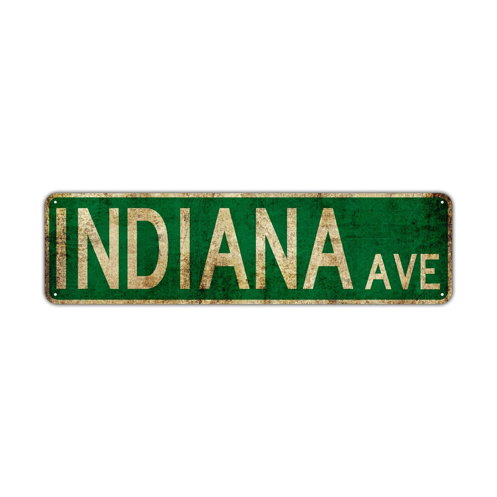 Indiana Ave Street Sign Rustic Vintage Retro Metal Decor Wall Shop Man Cave Bar Posters Tin Sign Metal Art Street Sign Wall Decoration Family Street Corner Garage Courtyard Corridor 4x16 Inch
