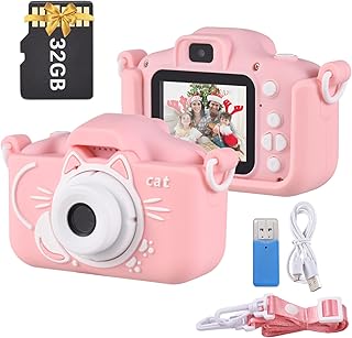 câmera de vídeo,mewmewcat X8 Mini Câmera Crianças Câmera Digital Câmera de Vídeo 1080P 20MP Lente Dupla Tela IPS de 2.0 Polegada Bateria Embutida Bonito Molduras Para Fotos Jogos Interessantes com Car