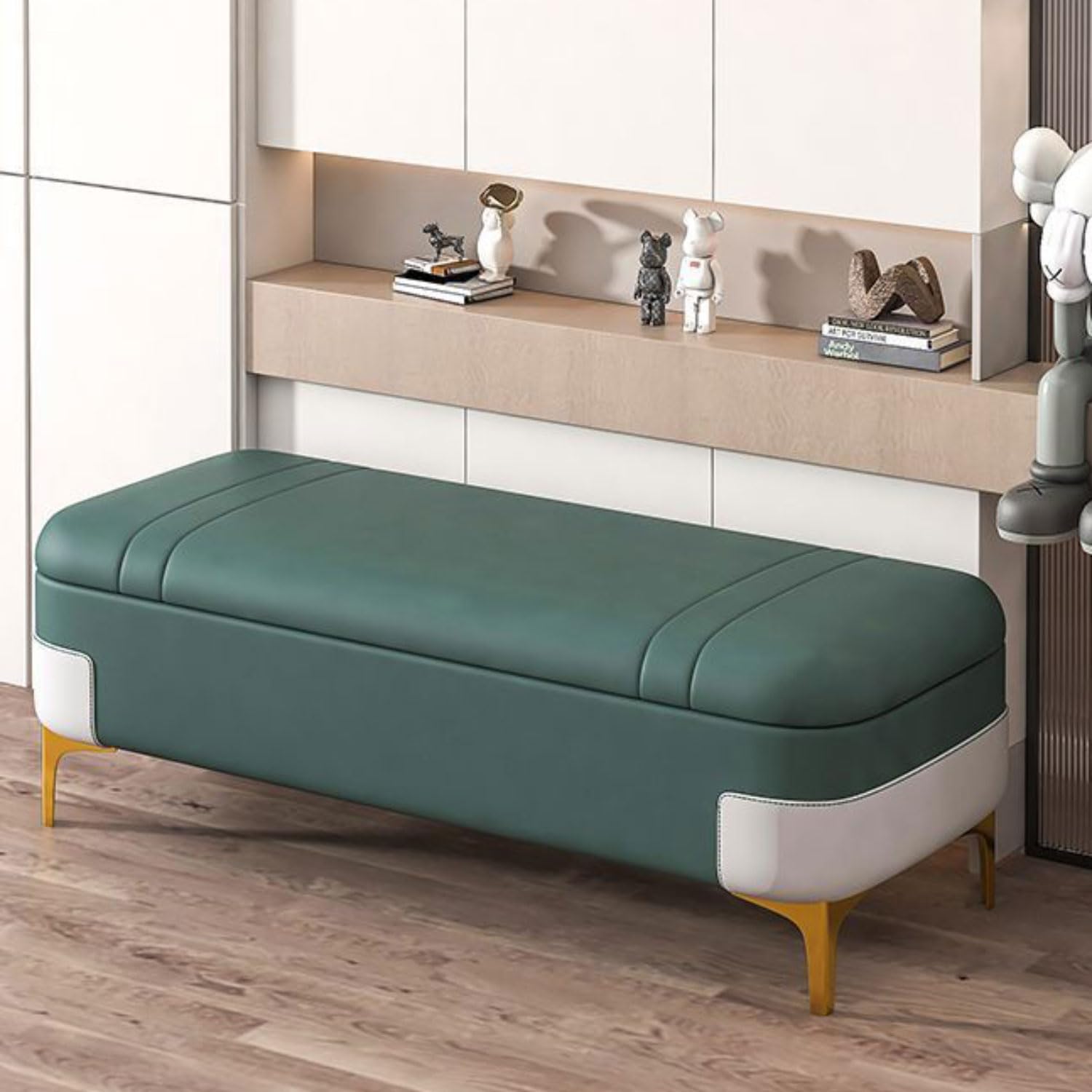 Banc à chaussures avec rangement et assise rembourrée pour entrée
