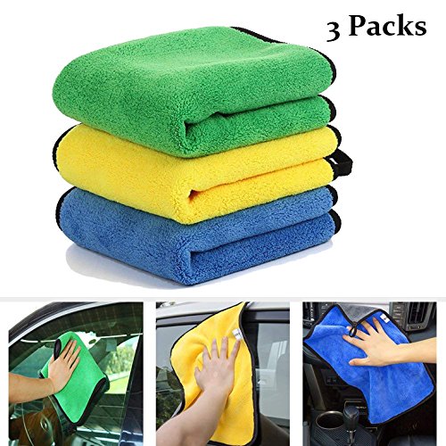 Chiffons Microfibre, TINDERALA Serviettes de Nettoyage pour Voiture Paquet de 3 11.8 "x15.8" Serviette de Nettoyage à Séchage à L'éponge Ultra-épaisse en Microfibre pour le Nettoyage à La Cire 840 GSM