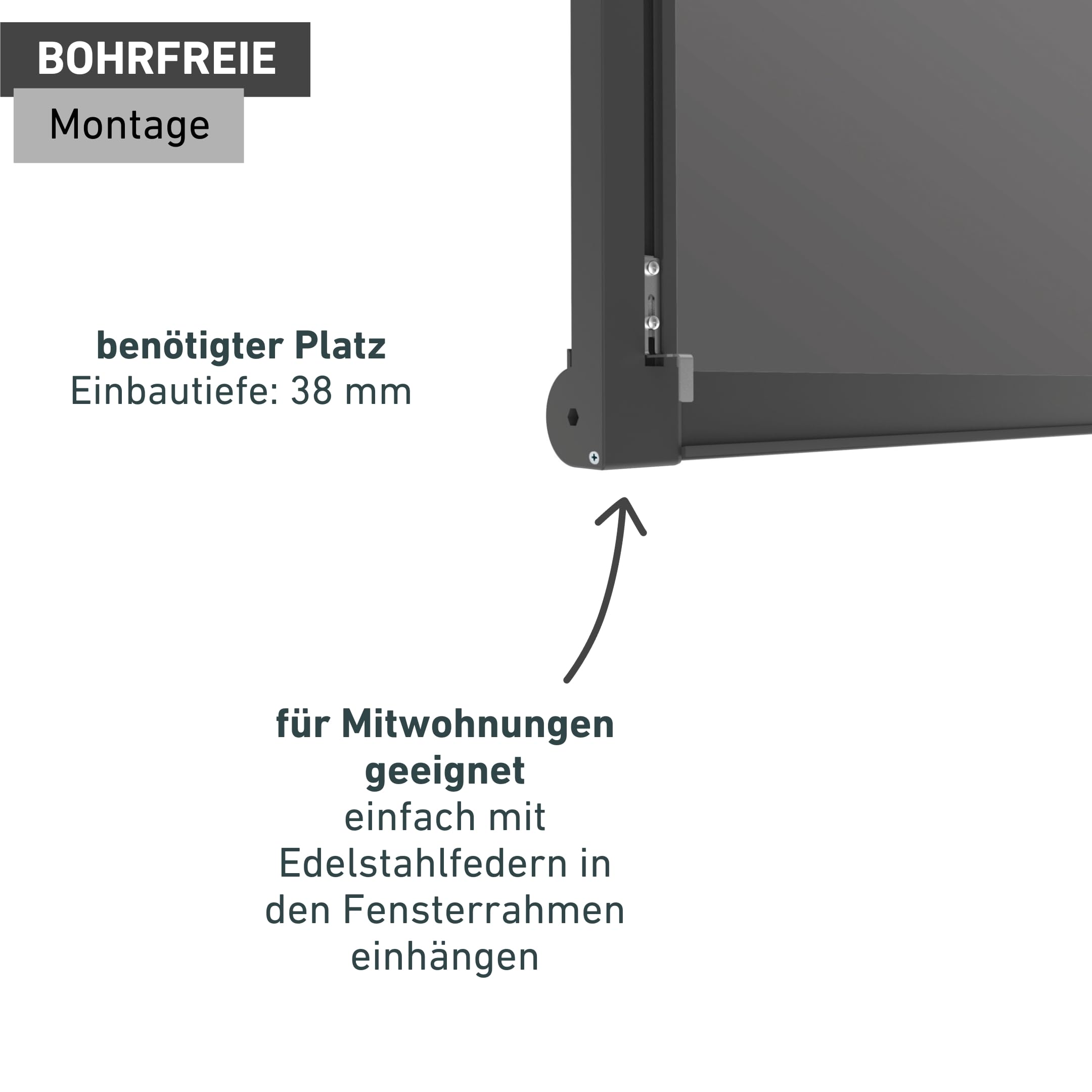 Windhager COOL Sonnenschutz Rollofenster zum Einhängen, Fliegengitter Alurahmen, Hitzeschutz Fenster, Mückenschutz, Selbstbausatz 100 x 160cm, anthrazit