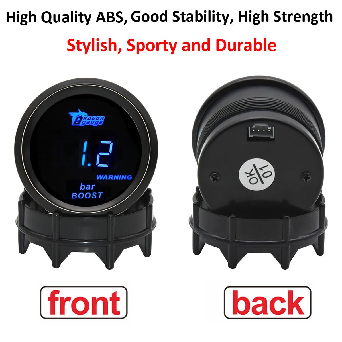 Indicatore di Boost per Auto 52mm Turbo Boost Manometro Con Sensore 12V Blu Luce Digitali Turbo Pressione Strumenti Calibro Spinta Gauge Misuratore -1 a +3 Bar