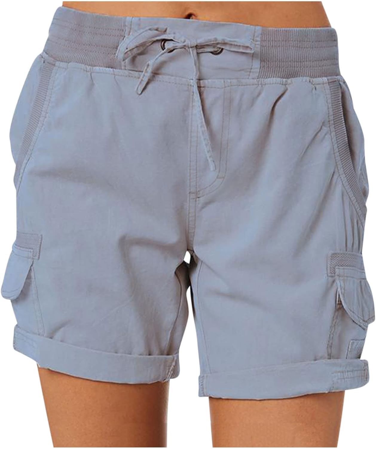 XUNRYAN Pantalones cortos cargo para mujer, pantalones cortos de verano para correr, atléticos, pantalones cargo cortos, elásticos, de cintura alta,