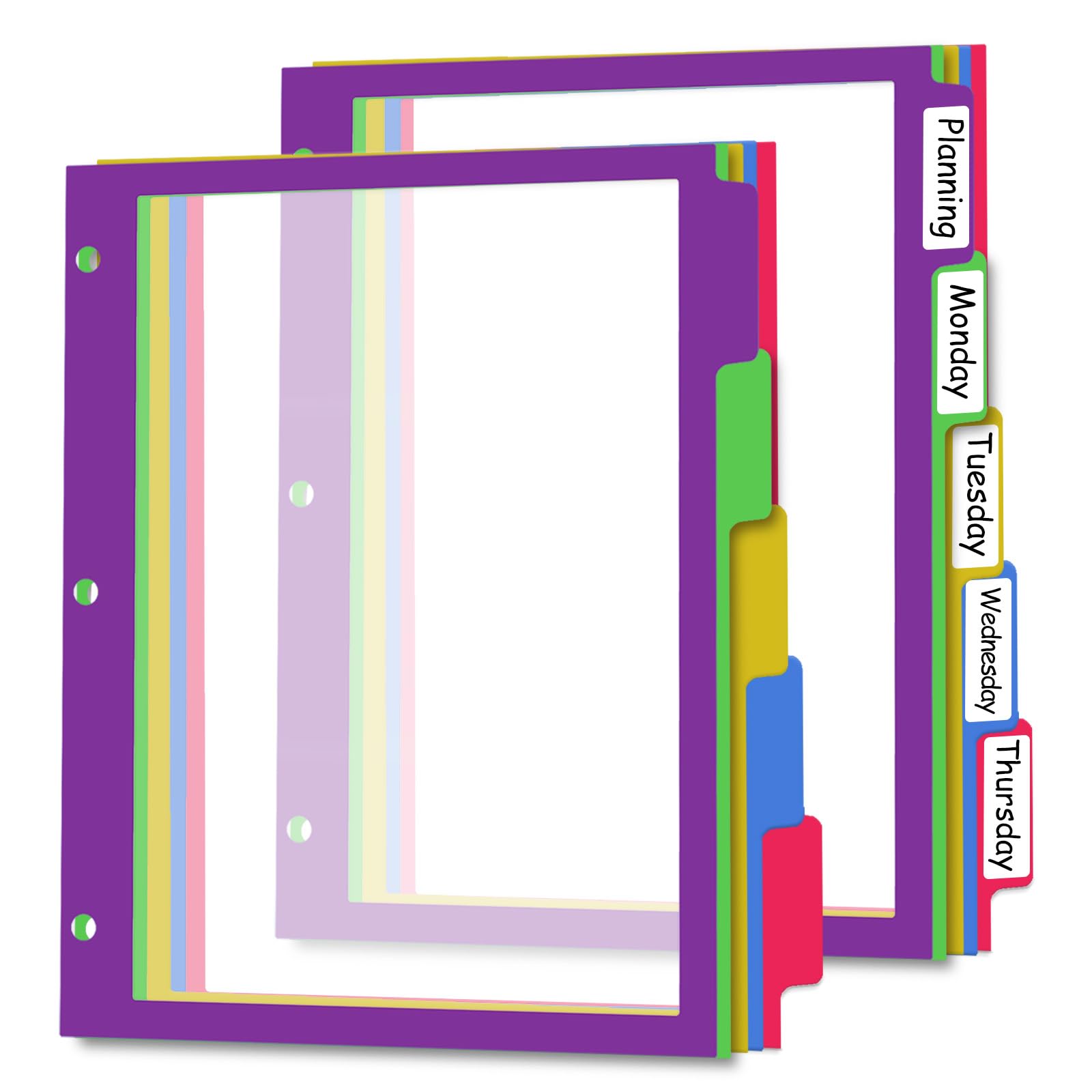 5Tab Binder Dividers with Tabs, Letter Size 8.5 * 11inch 2 Set Plastic Page Dividers for 3 Ring Binder Clear (10)