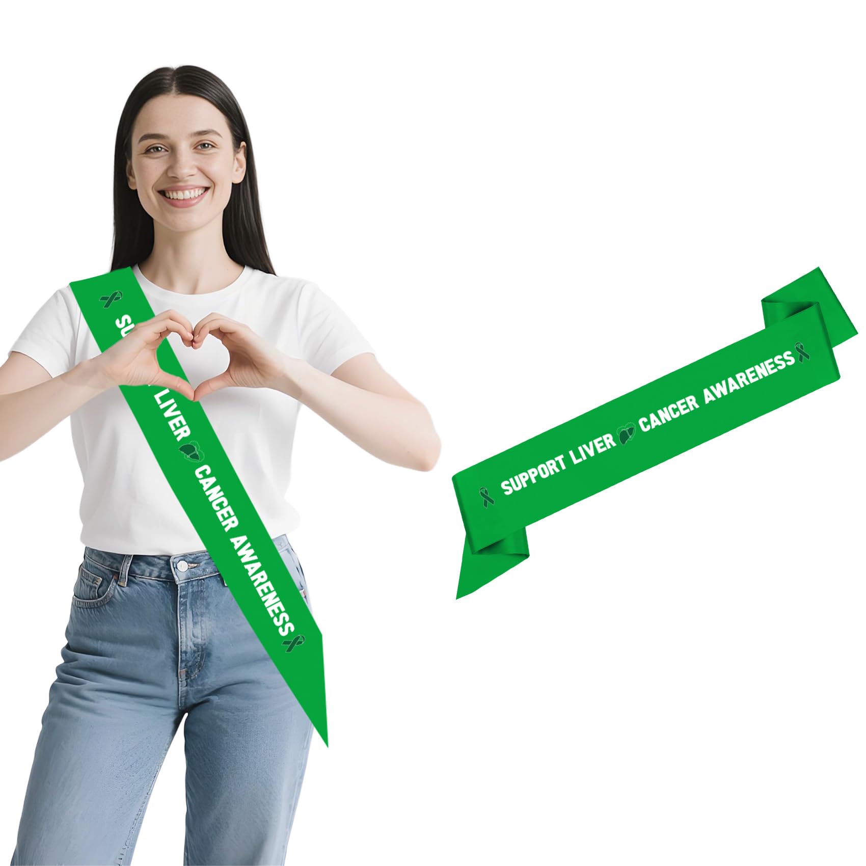 Liver Cancer Awareness Sashes Green Ribbon Sashes For Women Men Liver Cancer Awareness Decorations Items Sash Green Inspirational Sash For Public Activity Fundraiser Event Support Groups Home