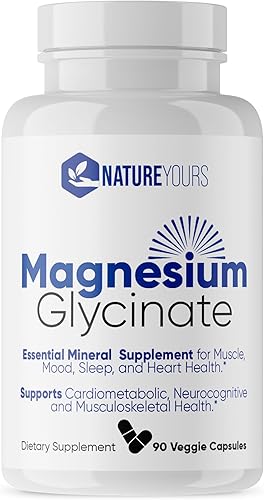 Cápsulas de glicinato de magnesio de 120 mg - Fórmula de alta absorción - Apoya la salud muscular y ósea - Sin OMG, sin azúcar, 90 cápsulas