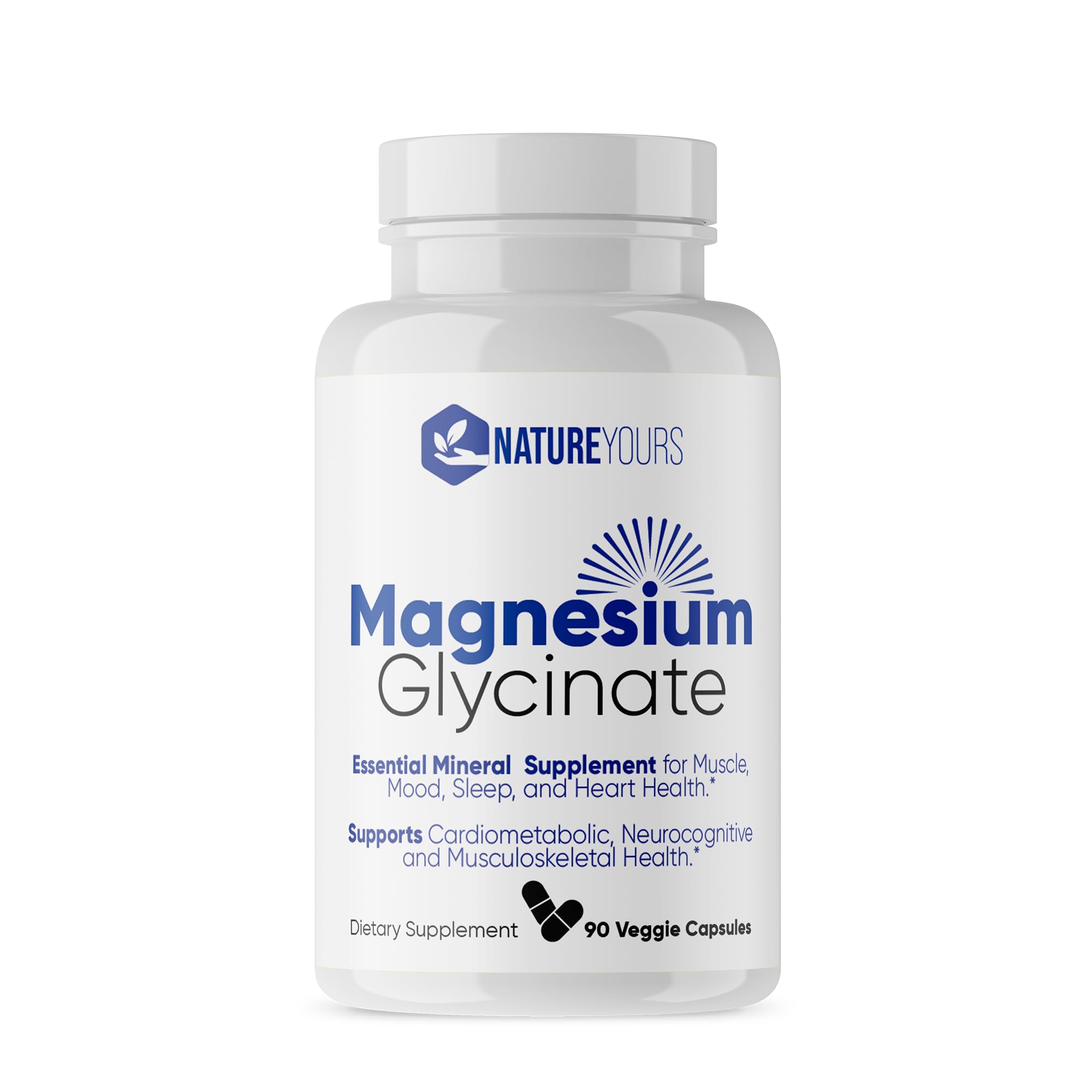 Magnesium Glycinate 120mg Capsules by NatureYours – High Absorption Formula – Supports Muscle & Bone Health – Non-GMO, Sugar-Free – 90 Veggie Capsules – (90-Day Supply)