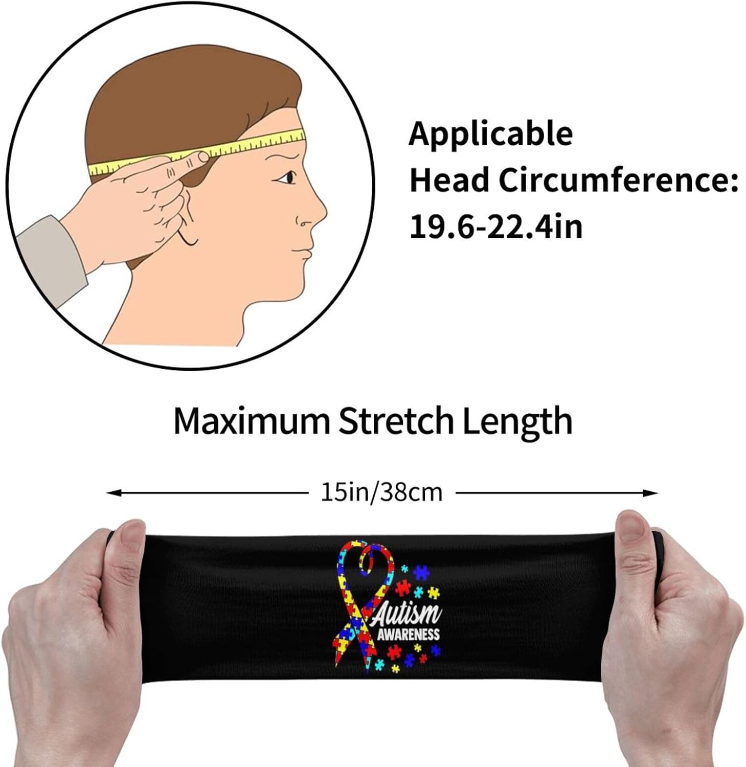 Autism Sweatbands Sports Headband for Men Women Autism Awareness Headband for Basketball, Running, Gym, Yoga image 5