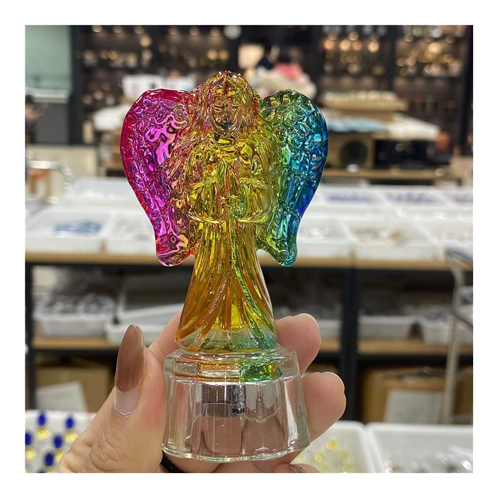 Ange en cristal sept couleurs artisanat d'art fait main pour feng shui haut de gamme