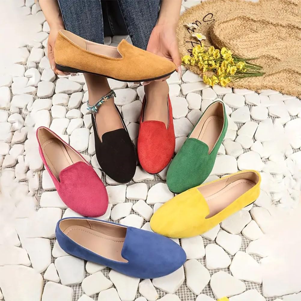 Onsoyours Femmes Suede Mocassins Chaussures Plates Été Loafers Confortables à Enfiler Pantoufle Mocassins Chaussures à Bout Pointu Mocassins de Couleur Bonbon